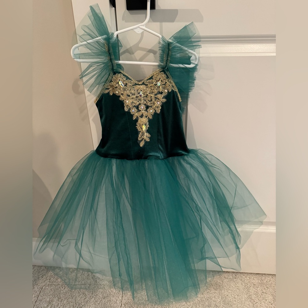 Beautiful girls dance Emerald Green recital dress